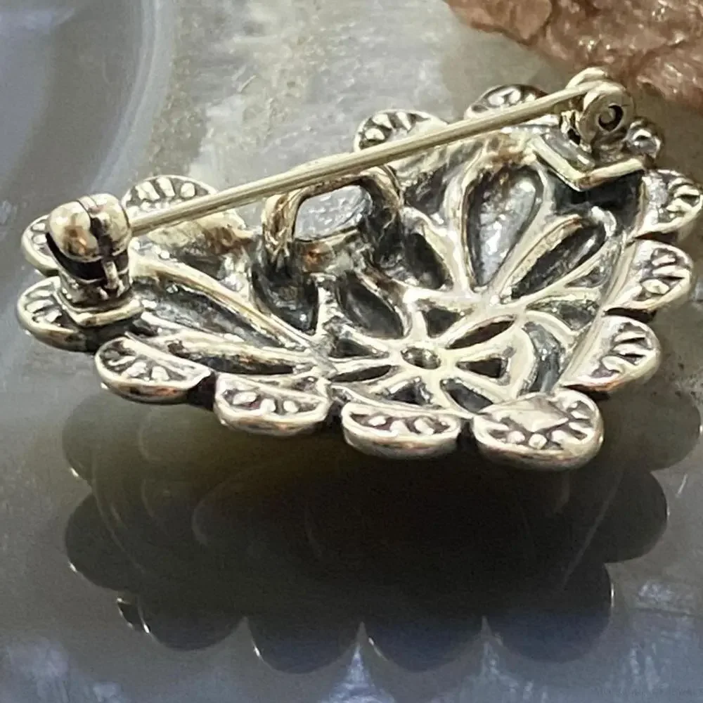 Carolyn Pollack Southwestern Style Sterling Silver Decorated Heart Brooch